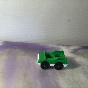 Vintage Fisher Price Little People 1960&#39;s 70&#39;s Fisher Price Green and White 1 Seat Car, Garage Playset, Little People 1 Seat Car