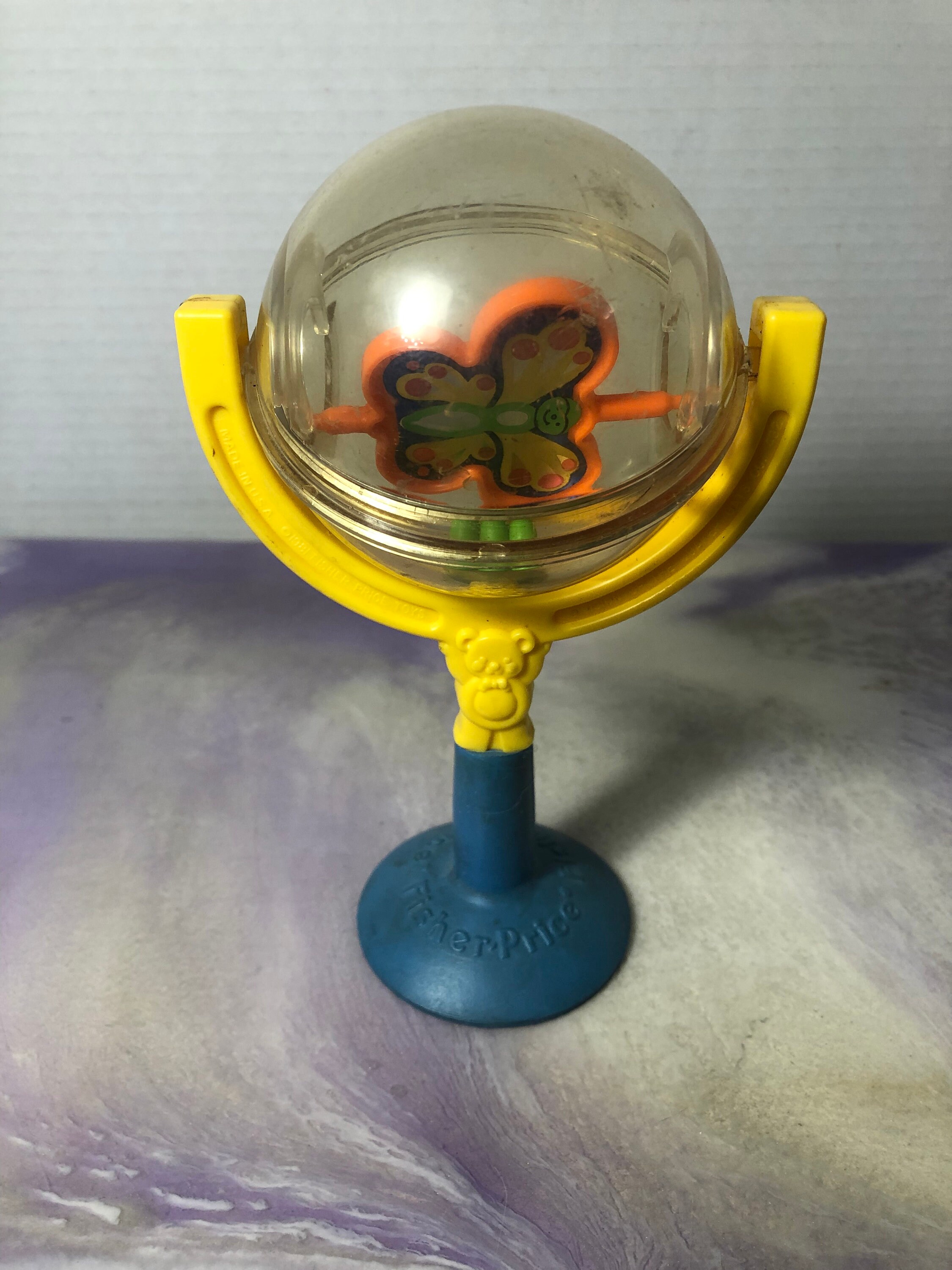 Vintage 1980's Fisher Price Baby Rattle Suction Cup Toy - Rare Vintage Fisher Price Nostalgia Themed Kids Toy