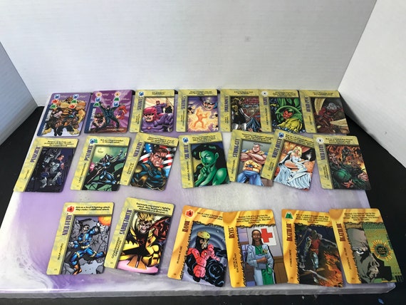 Vintage 1990s Marvel OVERPOWER Card Game 20 Card Mixed Lot - 1995