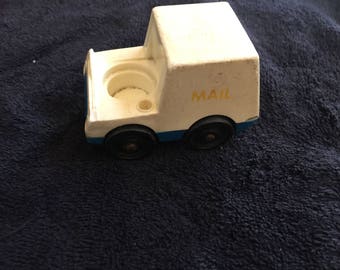 Vintage Fisher Price Little People 1960's 70's Fisher Price Mail Truck, City Playset, Little People Mail Truck