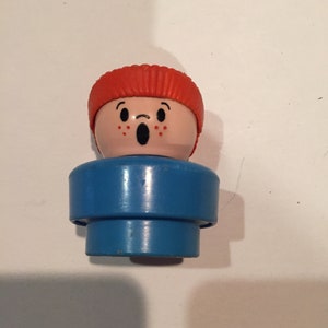 Vintage 1990s Fisher Price Little People Chubby Figure - Red Head Boy with Freckles , 90's Little People Vehicle!