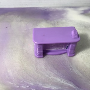 Vintage 1990&#39;s Used Fisher Price  Styled Dollhouse Purple Television TV Stand - Vintage Made in China Dollhouse Styled Accessory