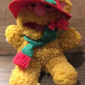 Vintage Rare Muppets FOZZIE 8&quot;  Muppets Plush Doll Vintage Stuffed Animal with Hat
