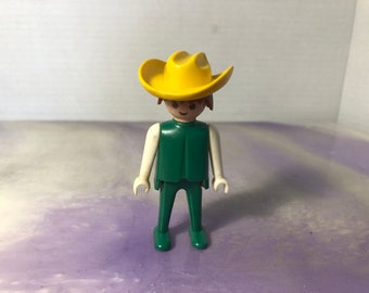 Rare figurine Playmobil vintage homme avec tenue verte et