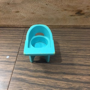 Vintage 1960&#39;s 70&#39;s Used Fisher Price Little People Blue High Chair - Vintage Little People Family Accessory
