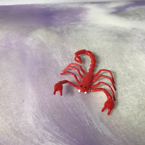 Vintage 1980&#39;s Scorpion Insect Cake Topper Made In China - Evil Insect PVC Toy Figure - Red