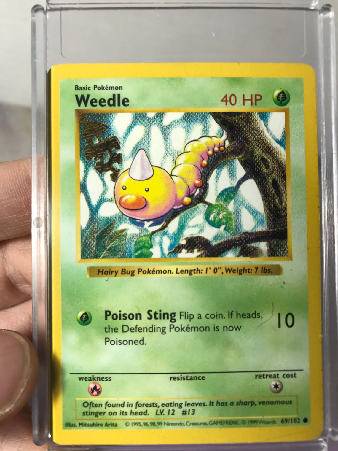 Vintage Pokemon Trading Card Game Base Set Shadowless Weedle - 69/102 ...