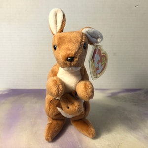 Vintage Ty Teenie Mütze Babies Vintage Känguru Plüsch - POUCH Beanie Babies Bär!
