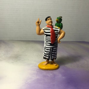 Vintage Flintstones PVC Figure Cake Topper - FRED FLINTSTONE in Office Suit with Bird - The Flintstones Cake Topper Toy