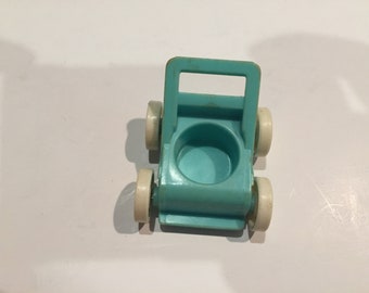 Passeggino vintage Fisher Price Little People blu, usato, anni '60-'70 - Accessorio vintage Little People
