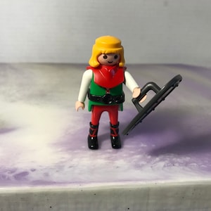Lote de figuras vintage Playmobil - Castelo Playset Homem com cabelo loiro / escudo - Bonecos Playmobil dos anos 90 - Nostalgia vintage rara
