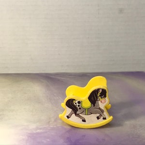 Vintage 1960's 70's Used Fisher Price Little People Light Yellow Baby Rocking Horse - Vintage Little People Family Accessory