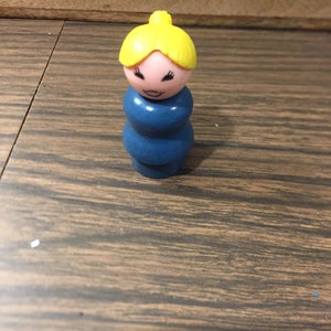 Vintage Fisher Price Little People Figure 1960&#39;s 70&#39;s Fisher Price Blonde School Teacher Blue Dress, School Teacher Little People Lot 5
