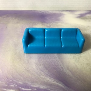 Vintage 1970&#39;s Arco Hong Kong Ltd Dollhouse Furniture - Blue Living Room Couch - Rare Vintage Toy Dollhouse Nostalgia