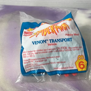 Brand new Vintage Spider-Man the Animated Series Mcdonalds Happy Meal Toy - Venom Transport Toy / Cake Topper 1995