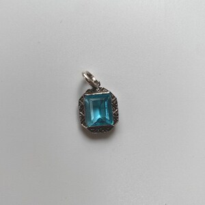 Bague Vintage En Argent 925 - Sertie De Pierres Blanches Et D'un Saphir Bleu, Taille 57