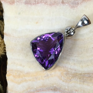 Amethyst facet pendant, Sterling Silver