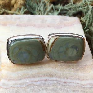 Imperial Jasper stud earrings, Sterling Silver