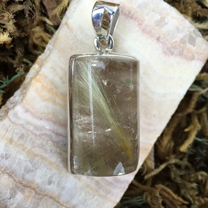 Rutilated Quartz pendant, Sterling Silver
