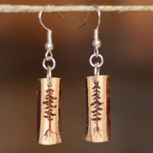 Live edge plank wooden earrings