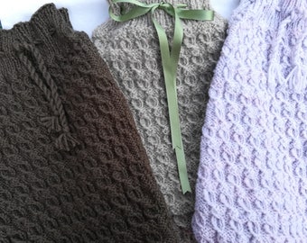 Rustic Vintage Style Hand Knitted Half Cable Hot Water Bottle Covers