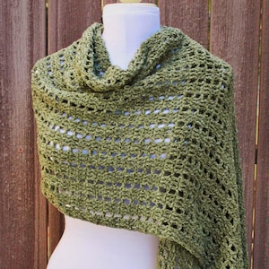 Fall Moss Shawl [PDF PATTERN] - Easy Crochet Pattern - Green Crochet Shawl - Instant Download