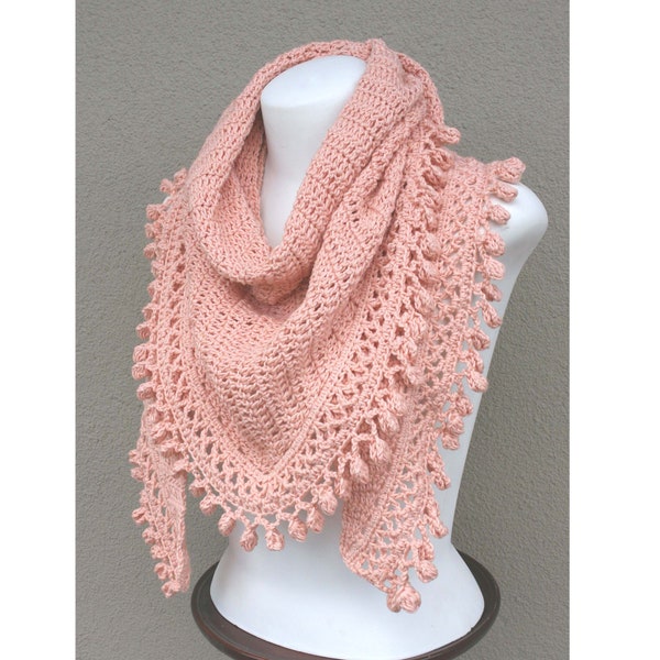 Peach Pom-Pom Shawl [PATTERN ONLY]