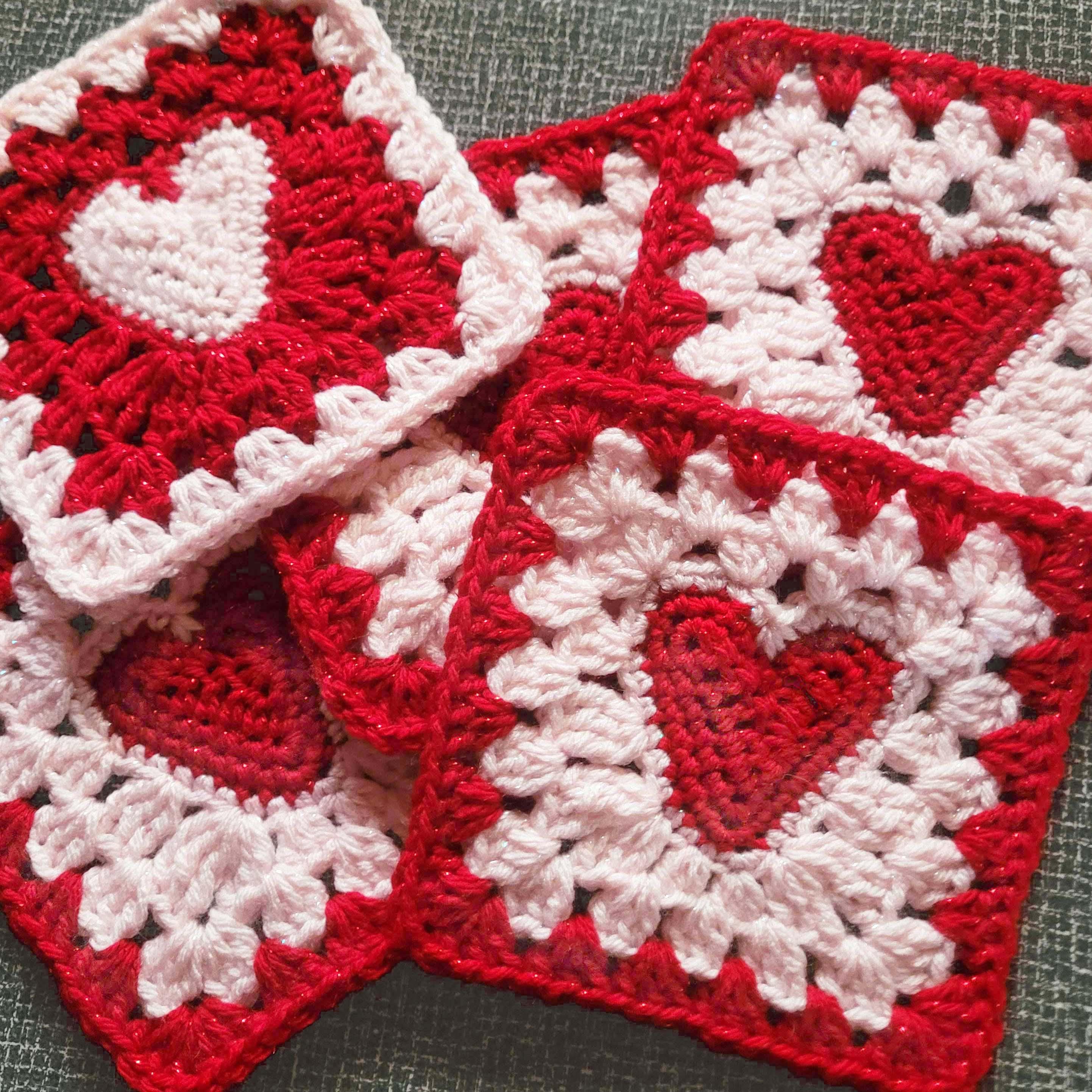39 Heart Granny Square Crochet Patterns for Blankets, Bags, and Sweet Motifs 23 Crochet Heart Granny Square Pattern: Valentine's Day