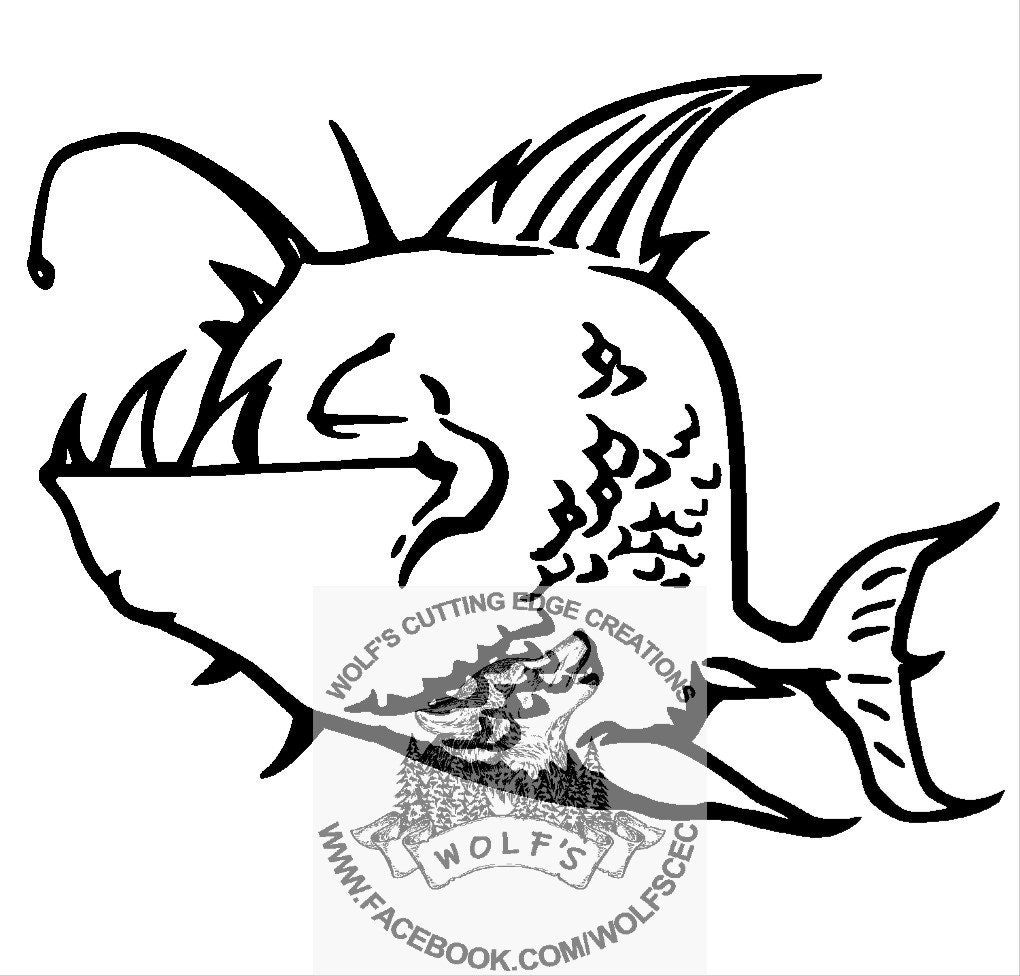 Download Angler Fish Design Svg Dxf Vector Laser Cricut Download Etsy