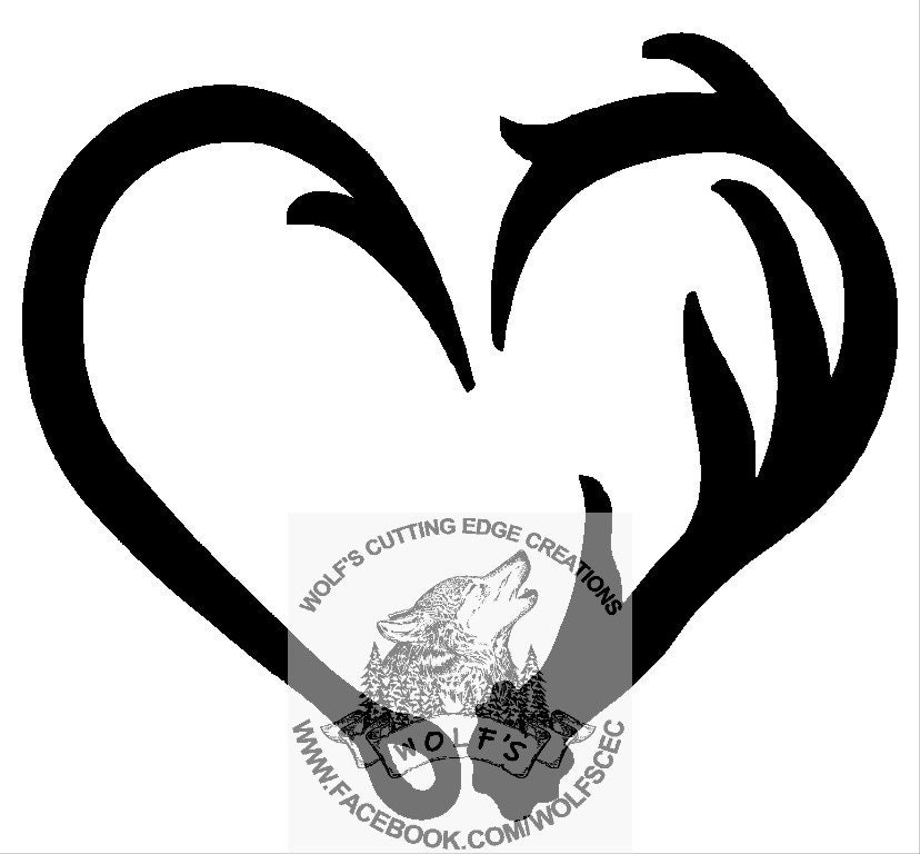 Hook and Antler Heart Design Svg Dxf Vector Cnc Laser Cricut Etsy