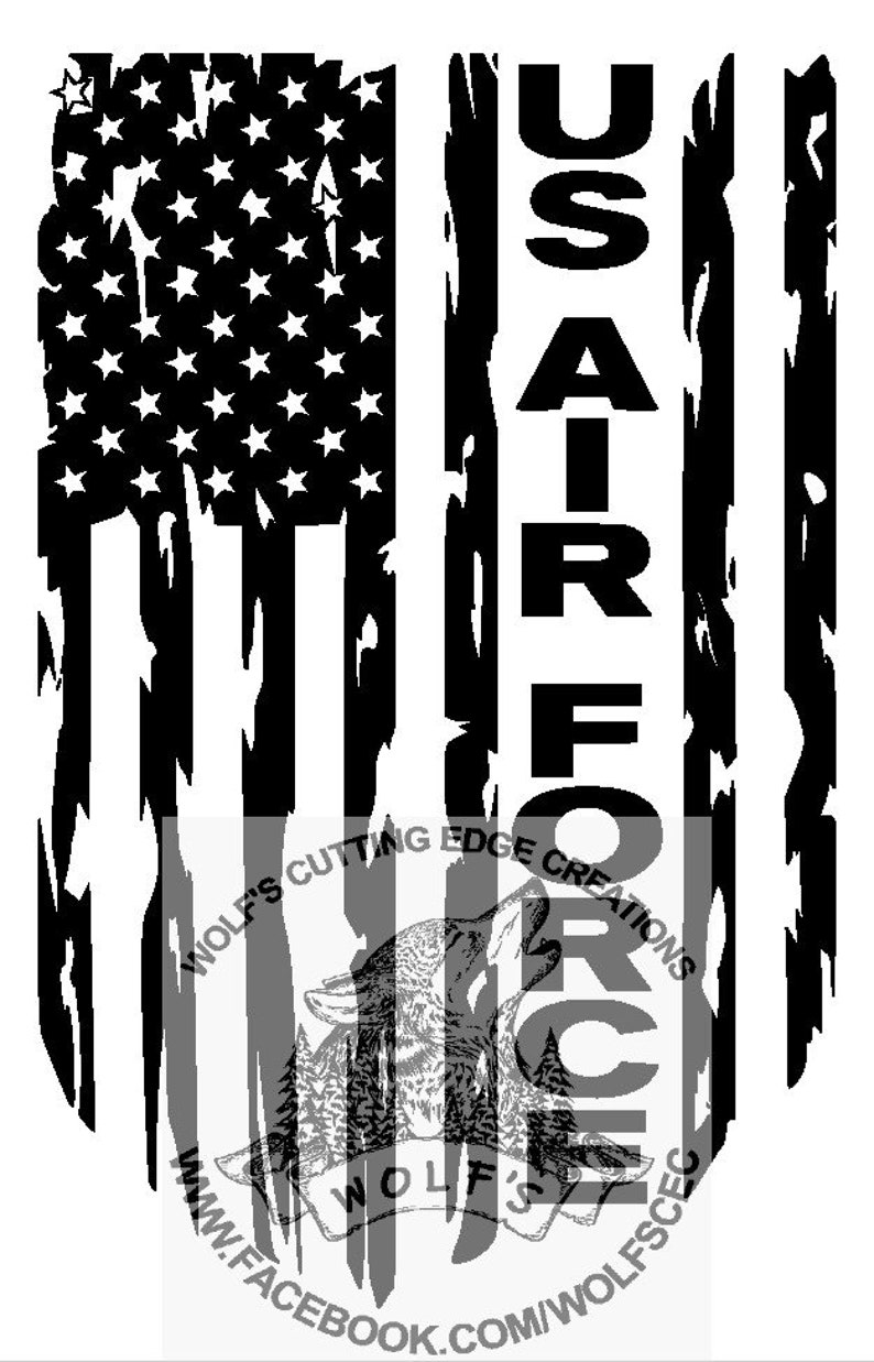 Tattered Air Force Flag design svg dxf vector cnc laser | Etsy