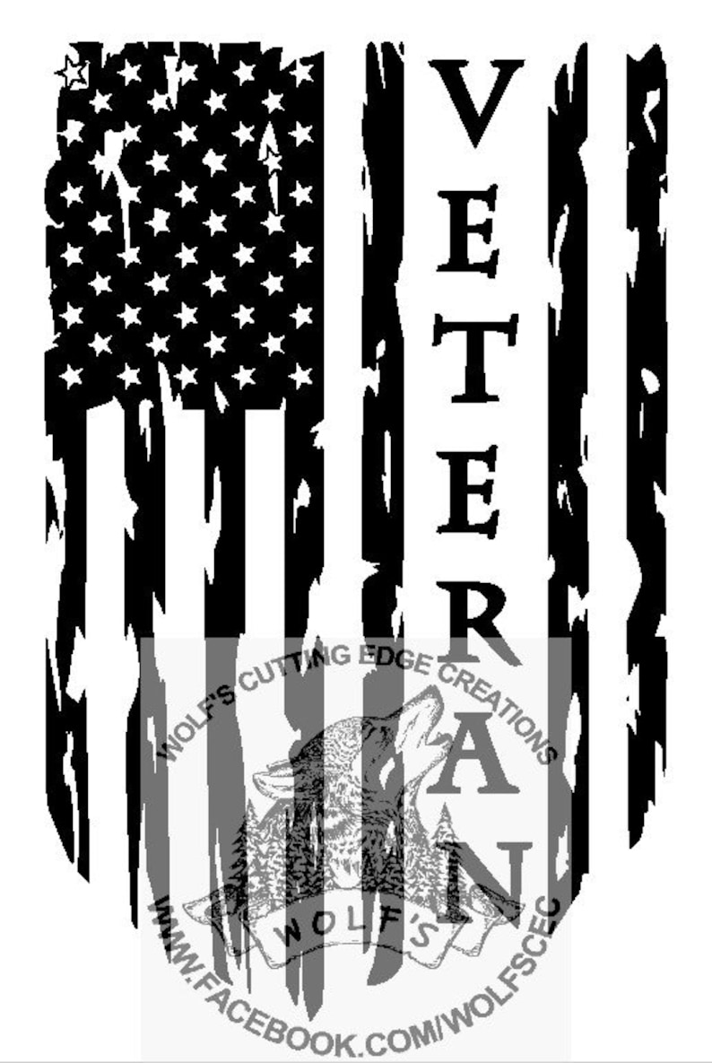 Tattered Veteran Flag design svg dxf vector cnc laser cricut | Etsy