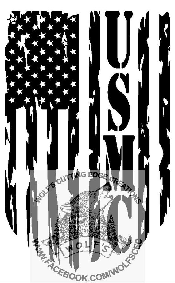 Tattered USMC Flag design svg dxf vector cnc laser cricut | Etsy
