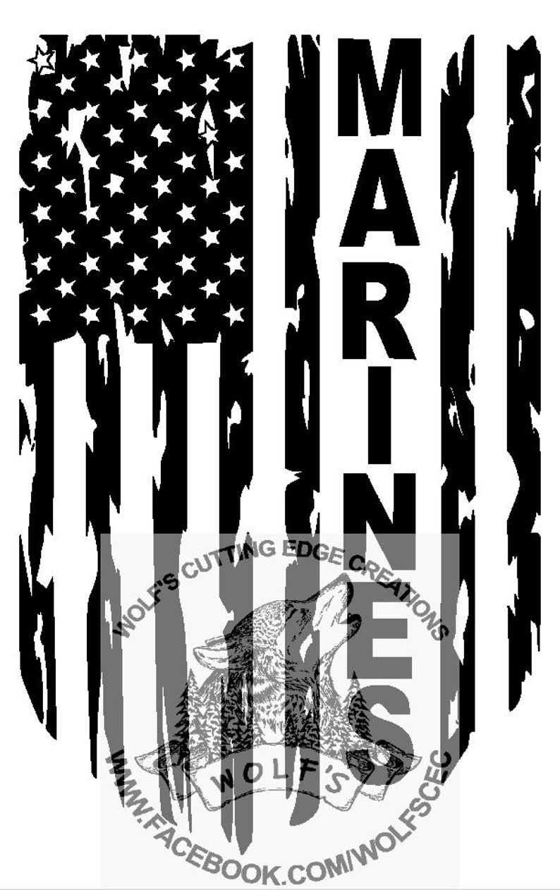 Tattered Marines Flag design svg dxf vector cnc laser cricut | Etsy