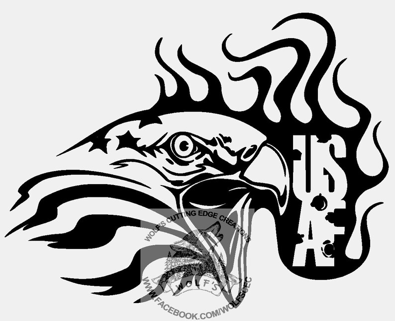 Download Air Force Flaming Eagle design svg dxf vector cnc laser | Etsy