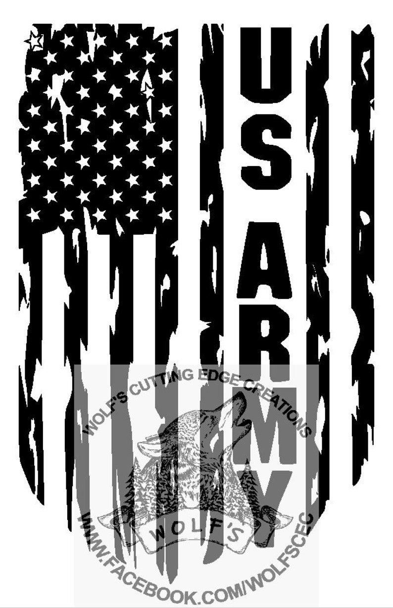 Tattered US Army Flag design svg dxf vector cnc laser cricut | Etsy