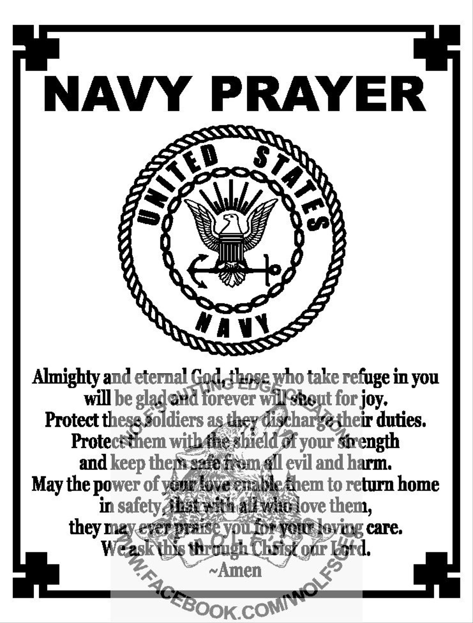 Navy Prayer Design Svg Dxf Vector Cnc Laser Cricut Download Etsy Finland