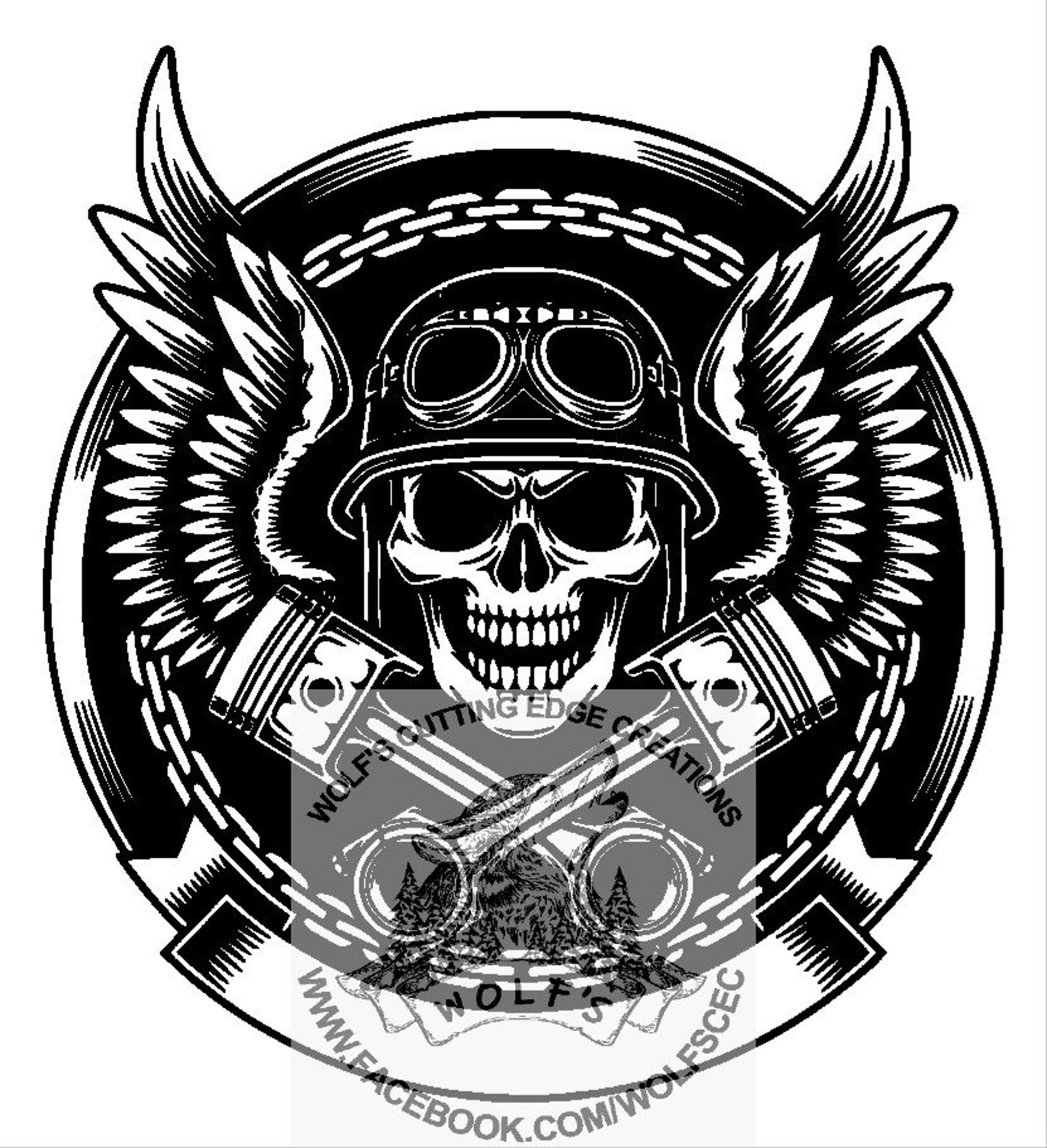 Skull Pistons Wings Design Svg Dxf Png Download Cricut Laser | Etsy
