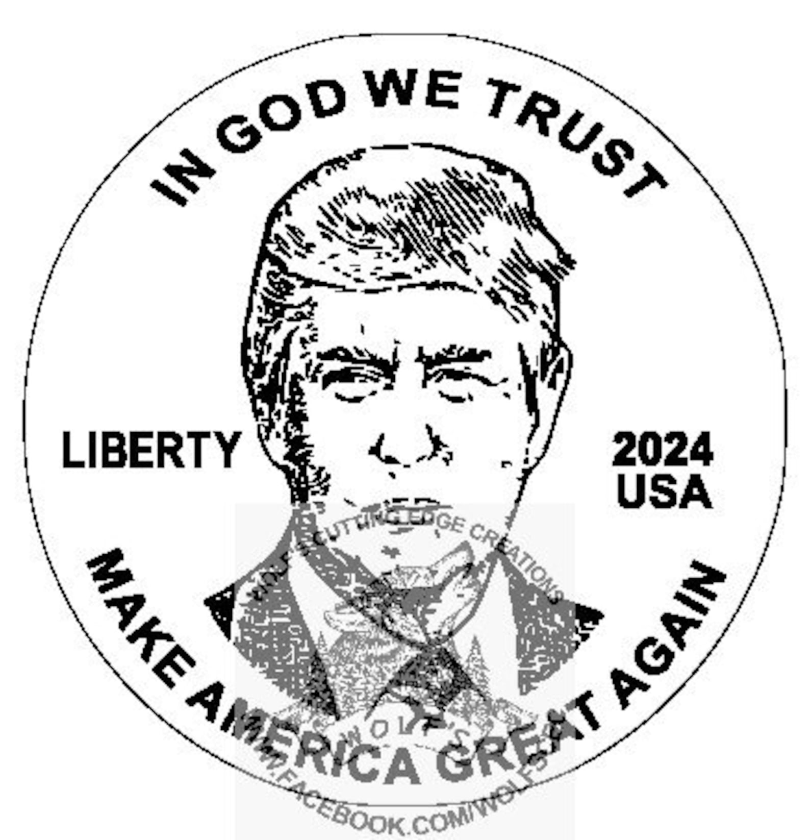 Trump 2024 Coin Design Svg Dxf Vector Cnc Laser Cricut Trump Etsy