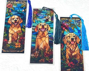Stained Glass effect Bookmarks Golden Retrievers & Labradors - Set 3 Dogs