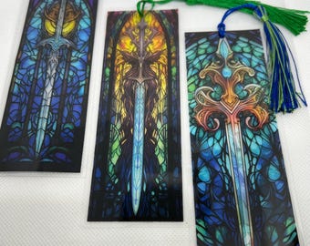Stained Glass effect Bookmarks ( Set of 3) - Swords