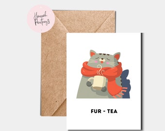 30th Birthday Card, Fur Tea Funny Present At Thirty, Humorous Pun Gift, Best Wishes For Him Or Her