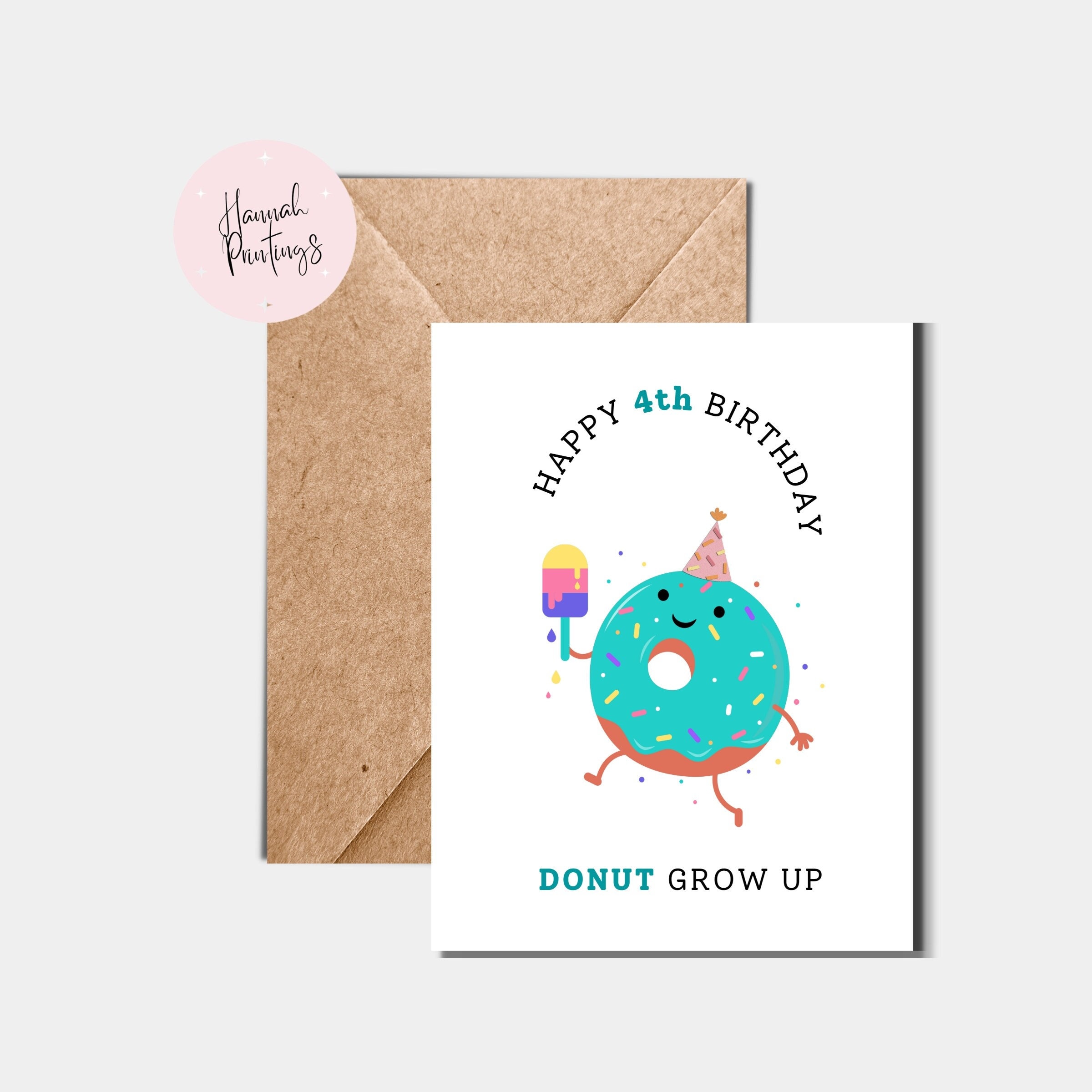 Customizable Birthday Card, Donut Grow Up, Funny Gift, Pun Present - Etsy