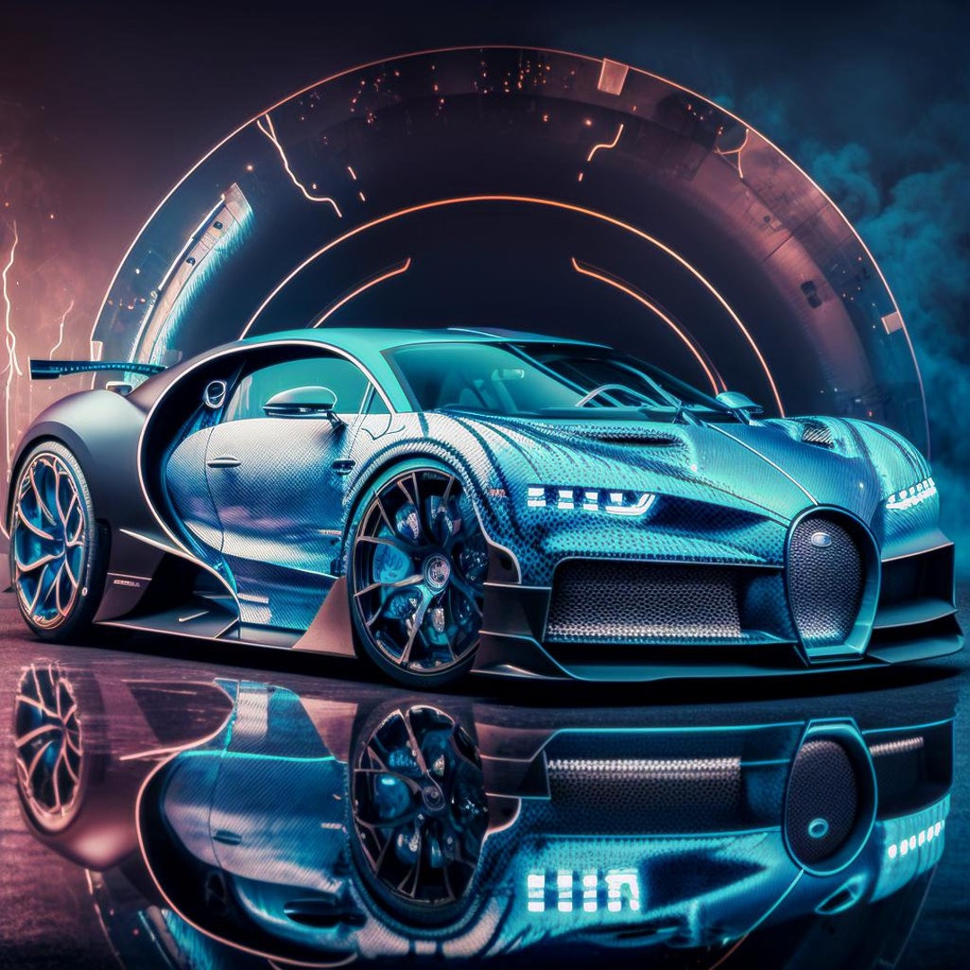 Bugatti Beauty, Bugatti Picture, Bugatti Neon, Hyper Car Etsy