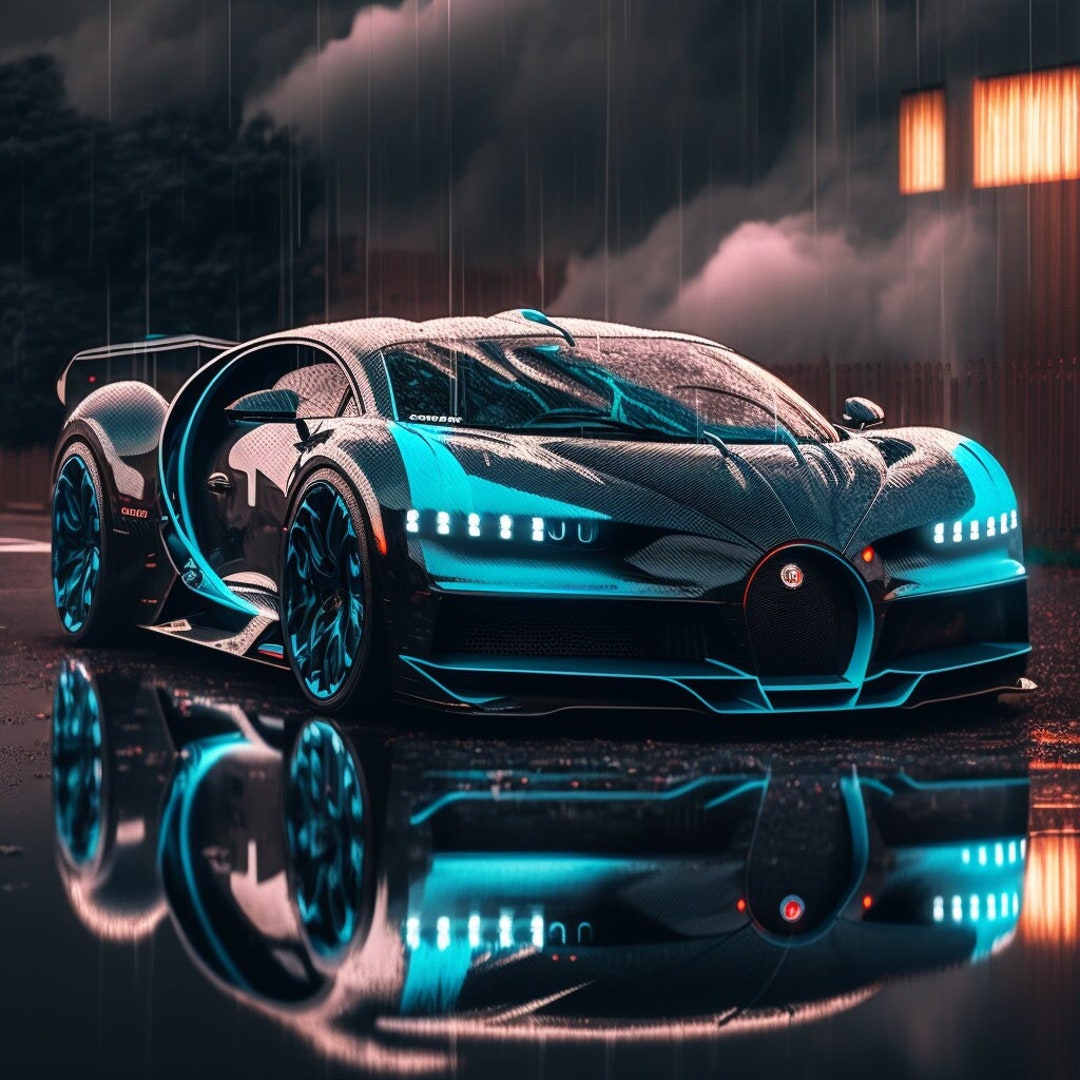 Bugatti AI Digital Download, Bugatti AI Neon, Bugatti Beauty, Hyper Car