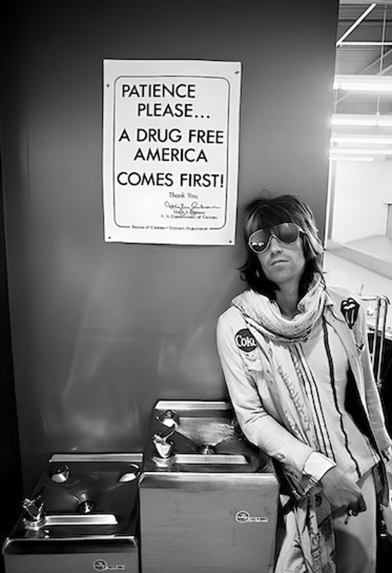 KEITH RICHARDS , NY Airport 70s Drug Free America Poster - Etsy