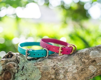 Waterproof BioThane Dog Cat Collar: Stink Proof, Customizable, 1/2" Width