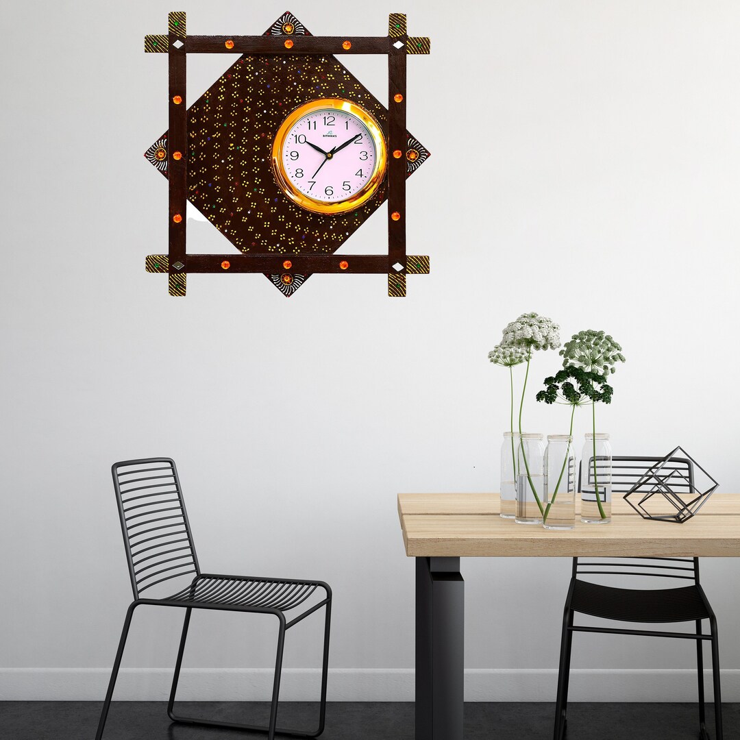 Handicraft Wall Clocktraditional Rajasthani Motif Worksquare Etsy