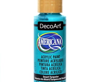 2 oz. (59ml) Desert Turquoise Color Acrylic Paint. DecoArt Paint. Craft paint water based.