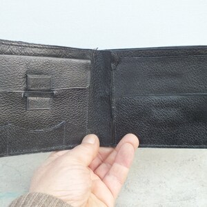 Cartera vintage de piel auténtica negra para hombre, años 1930-1940. Nueva.
